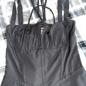 Black Dress with Ruched Bodice